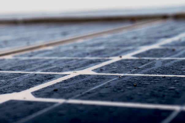 solar panel with raindrops